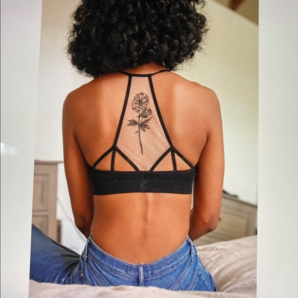 Sexy Black Flower “Tattoo” Back Bralette
